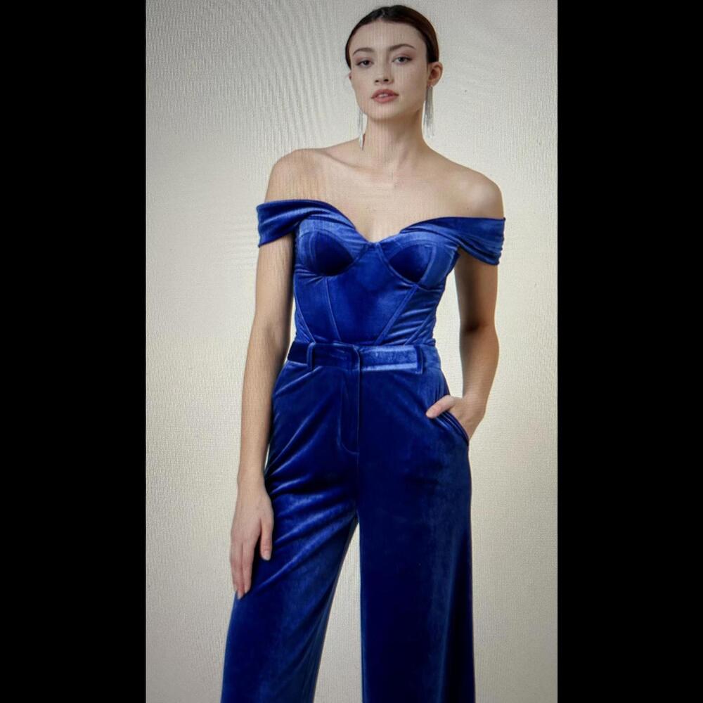 NWT Sold Out in Store Revolve Anthropologie Du Jour Sapphire Velvet Top Small